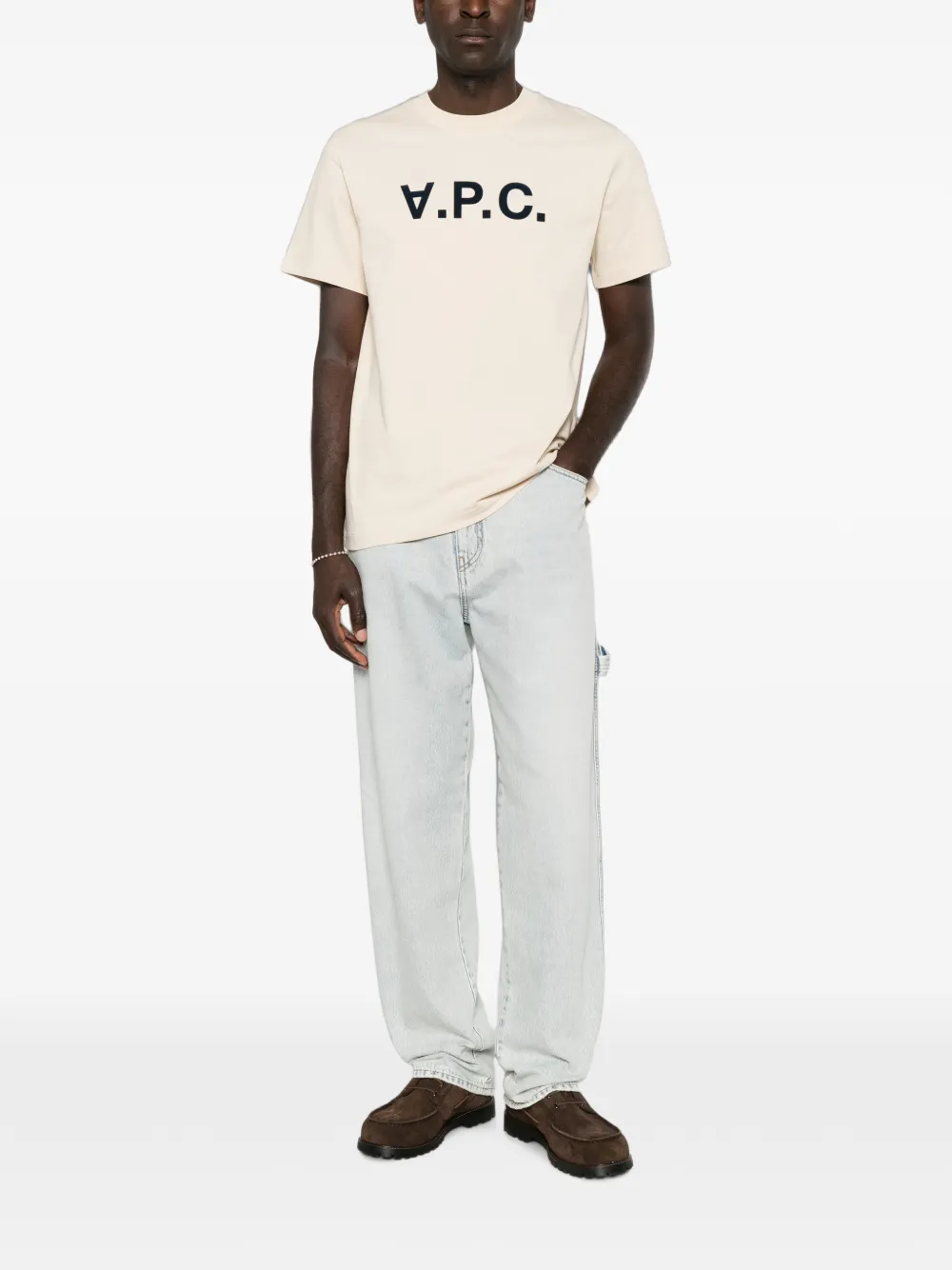 A.P.C. T-shirt met logoprint Beige