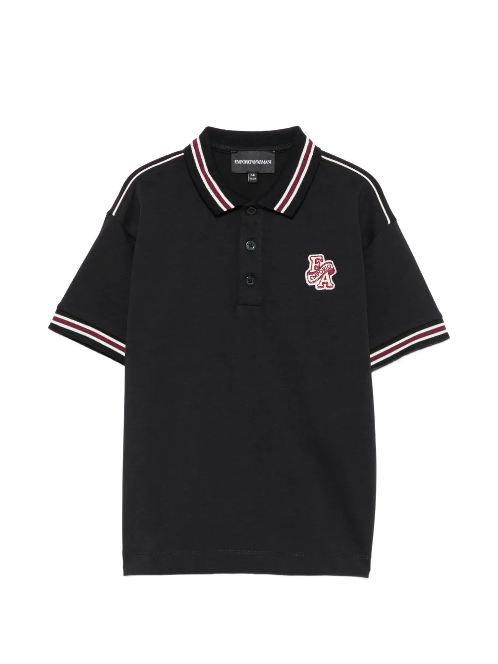 Emporio Armani Kids logo-patch tipped polo shirt - Blu
