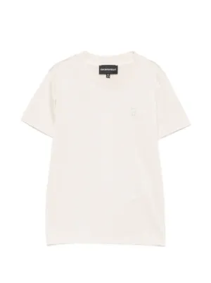 Moncler Enfant Camiseta De Algodão Com Patch De Logo | Branco