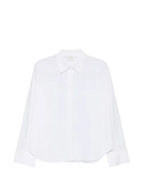 Closed scallop-edge long-sleeve shirt