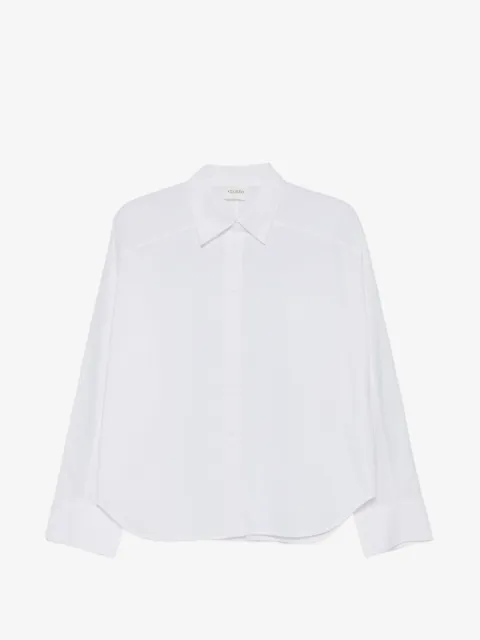 Closed scallop-edge long-sleeve shirt