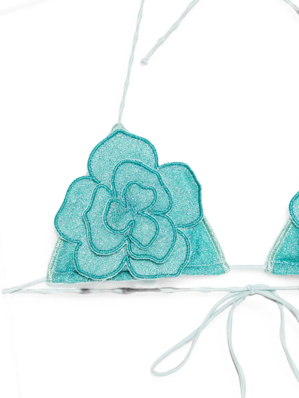 Oséree Bikini met bloemen-applicatie Blauw