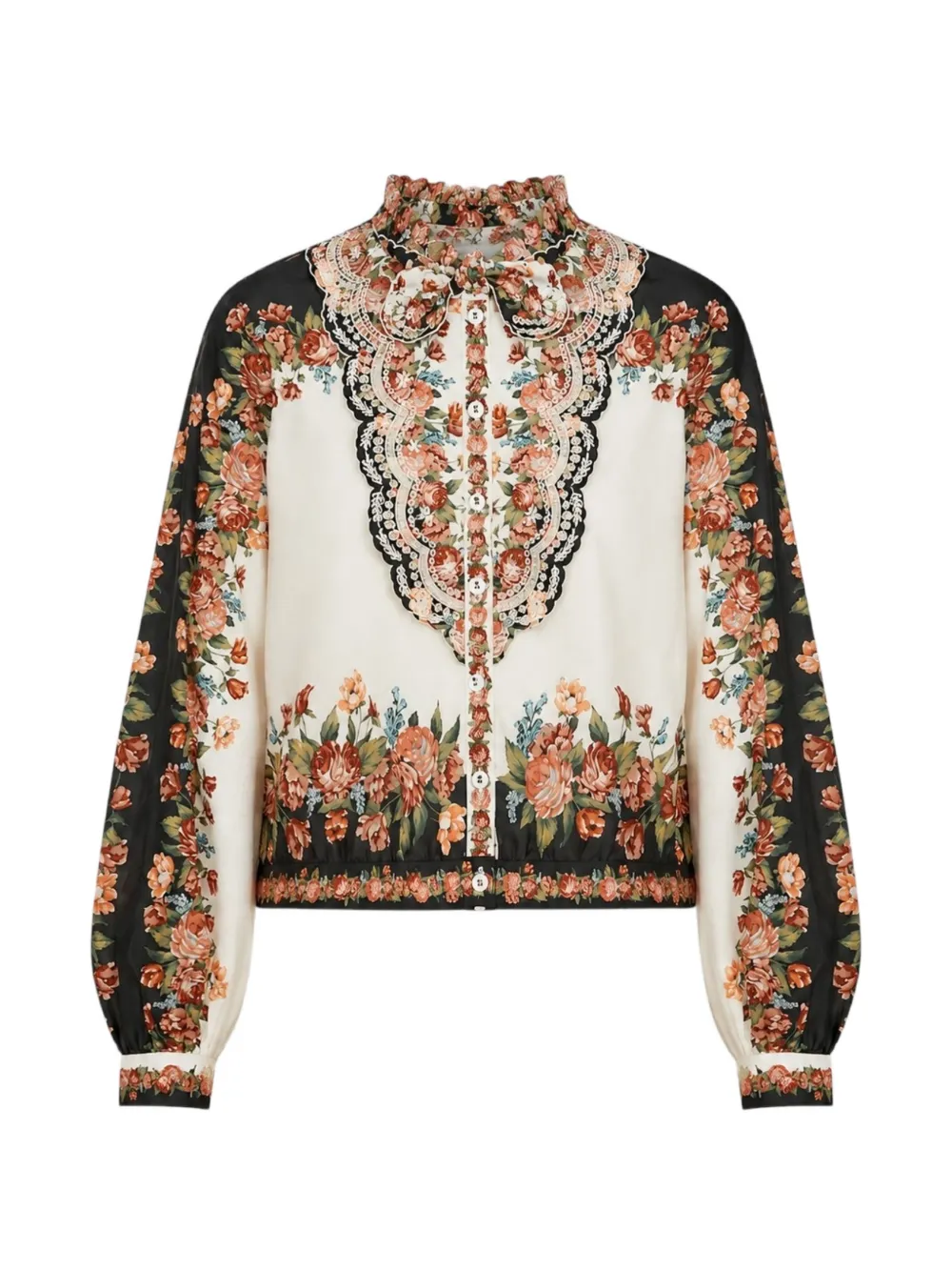 FARM Rio floral-print ruffled shirt
