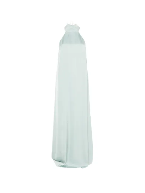 THE ARCHIVIA Riviera feather-trim halterneck maxi dress