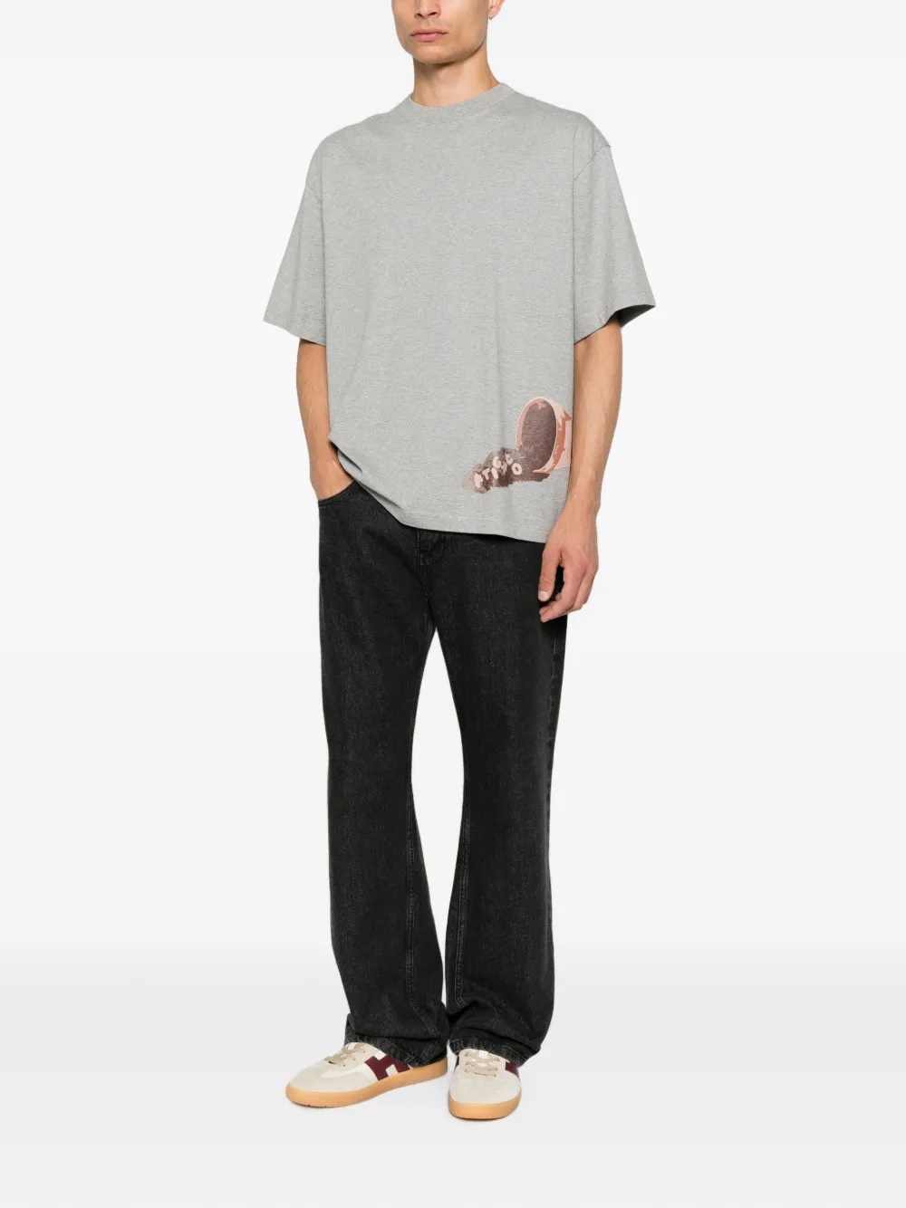 Axel Arigato Fallen katoenen T-shirt met grafische print Grijs