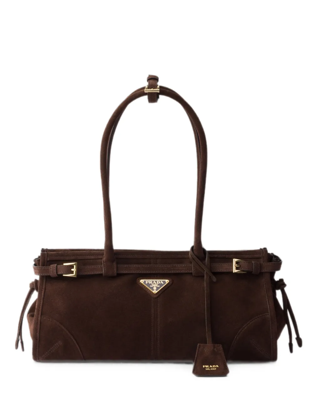 Prada Bonnie medium suede bag - Marrone