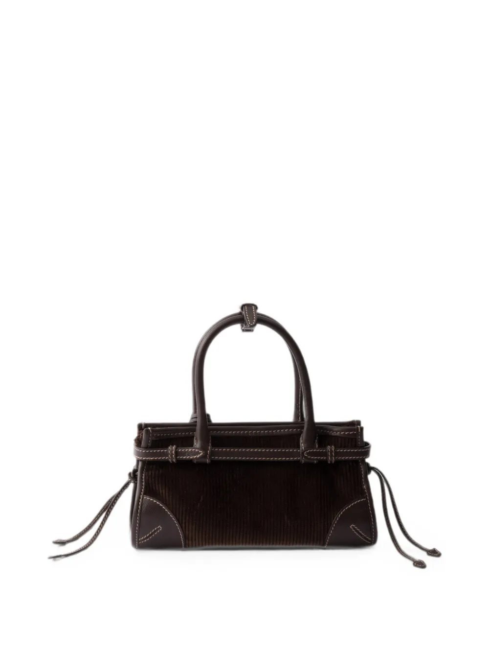 Prada Bonnie kleine ribfluwelen en leren handtas Bruin