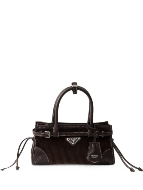 Prada bolsa de mano Bonnie pequeña de pana y piel