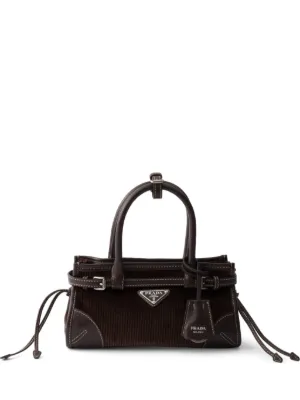 Prada Bonnie Small Denim And Leather Handbag | Blue | FARFETCH