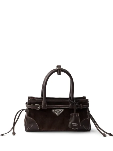 Prada Bonnie small corduroy and leather handbag