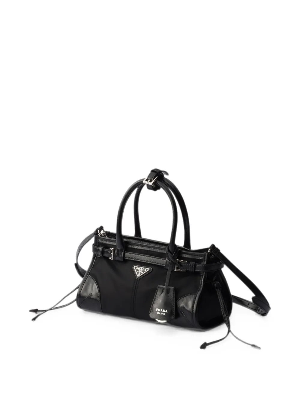 Prada Bonnie kleine Re-Nylon en leren handtas Zwart