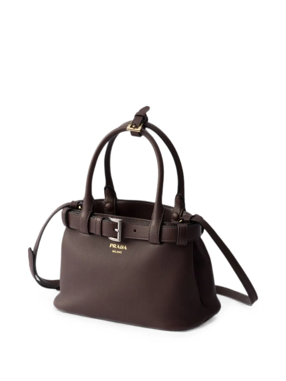 Prada Kleine leren tas met ceintuur en gesp Bruin
