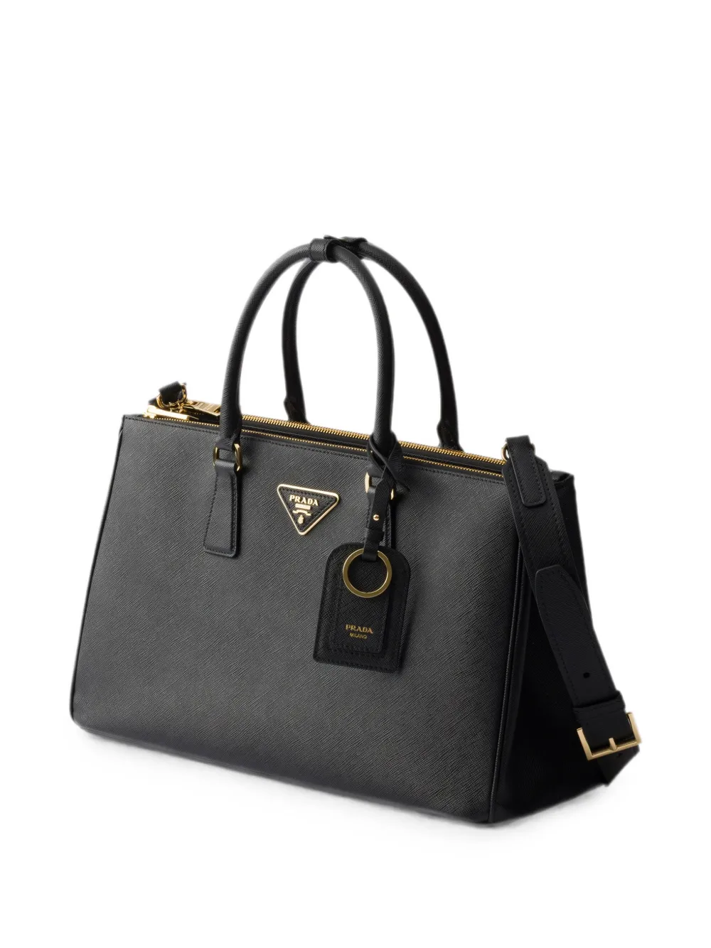 Prada Grote Galleria tas van saffiano leer Zwart