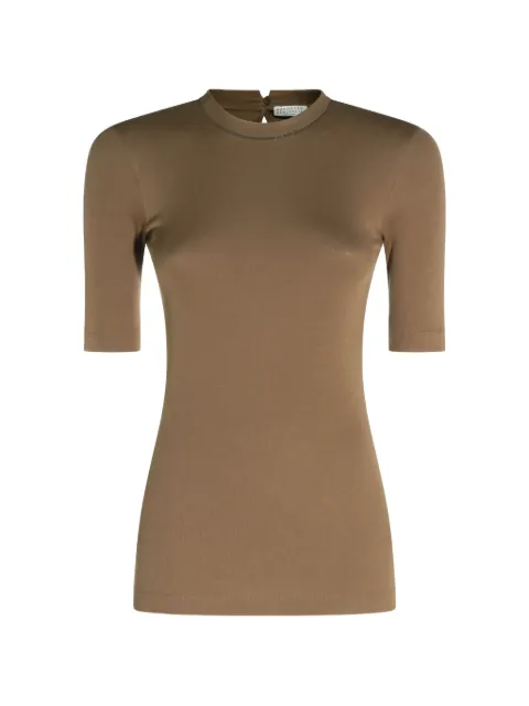 Brunello Cucinelli playera tejida de canalé con ribete Monili