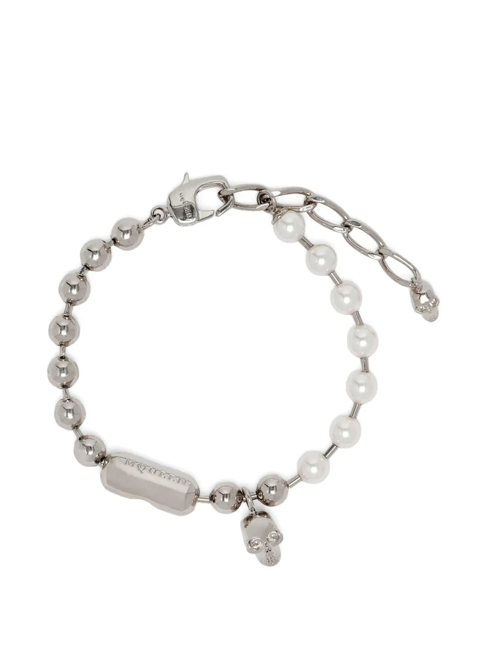 Alexander McQueen skull-charm bracelet - Argento