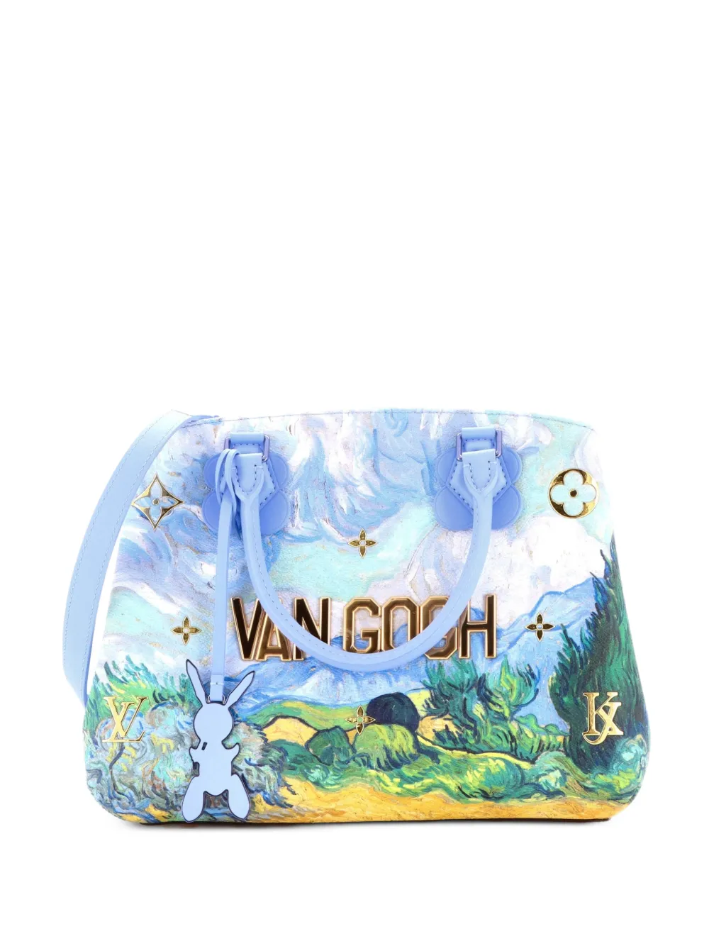 Louis Vuitton Pre-Owned Montaigne Handbag Limited Edition Jeff Koons Van Gogh Print Canvas MM satchel - Blue