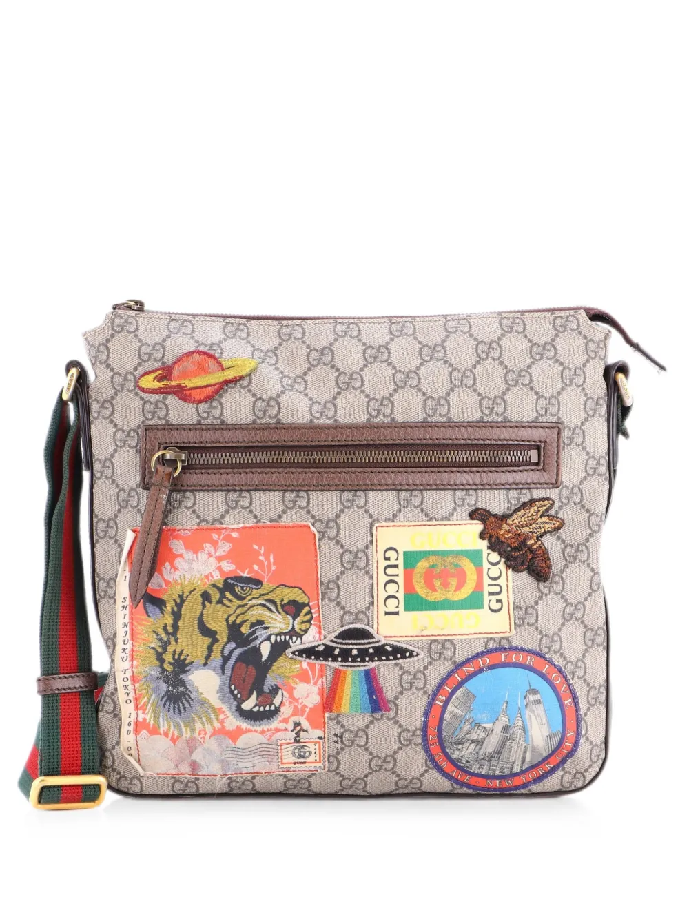 Gucci Pre-Owned Courrier Zip Messenger GG Coated Canvas with Applique Medium crossbody bag - Brown