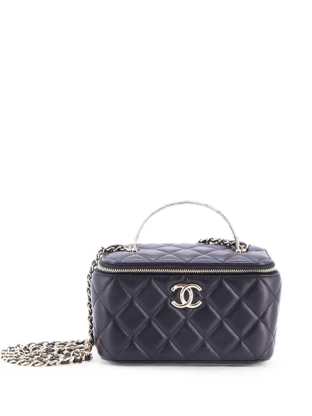 CHANEL Pre-Owned Borsa a spalla con catena in pelle di agnello - Nero