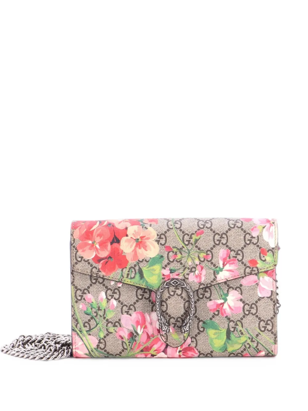 Gucci Pre-Owned Dionysus Chain Wallet Blooms Print GG Coated Canvas Small crossbody bag - Brown