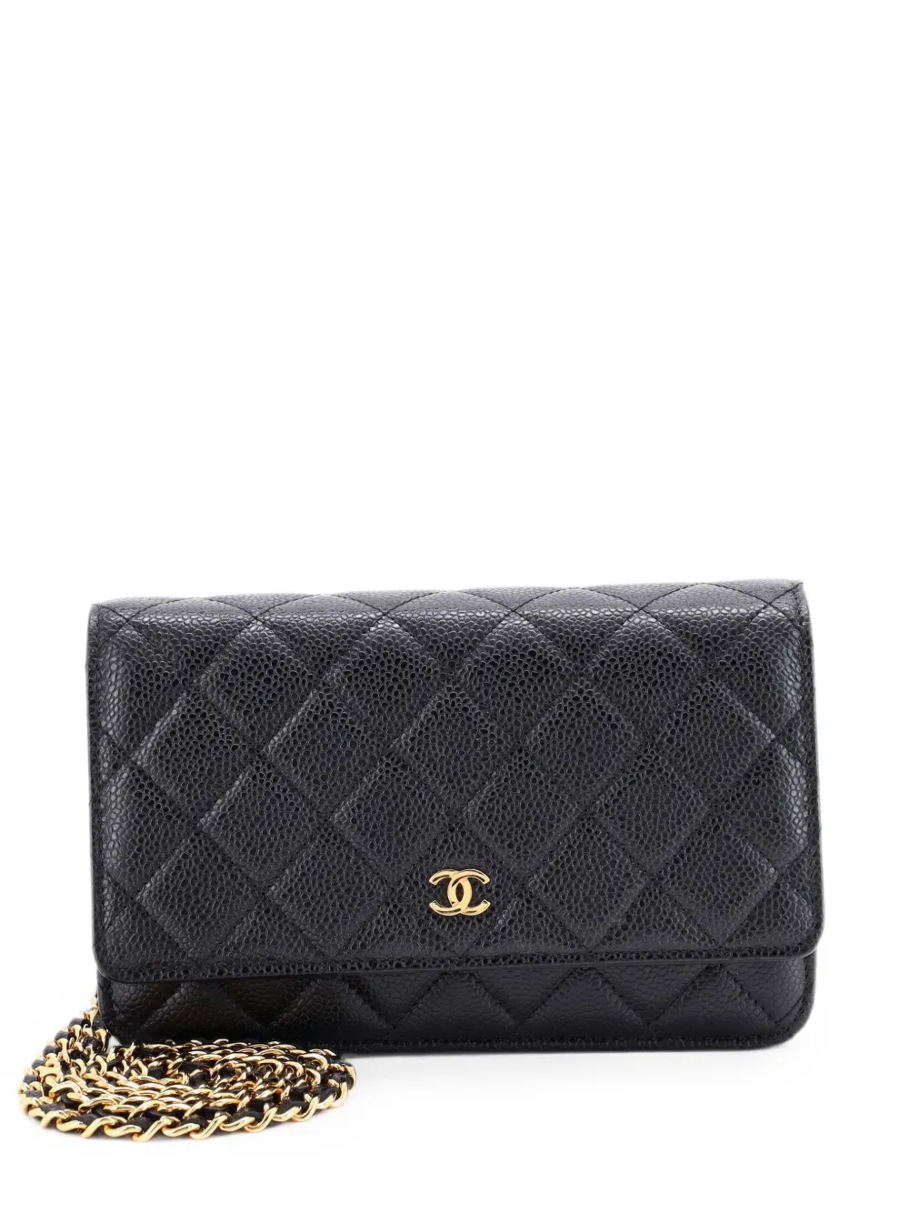 CHANEL Pre-Owned Borsa a tracolla in pelle Caviar trapuntata con catena - Nero
