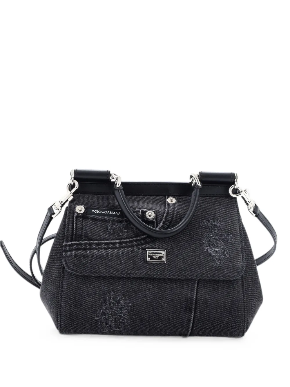 Dolce & Gabbana Pre-Owned Borsa a tracolla Miss Sicily media in denim - Nero