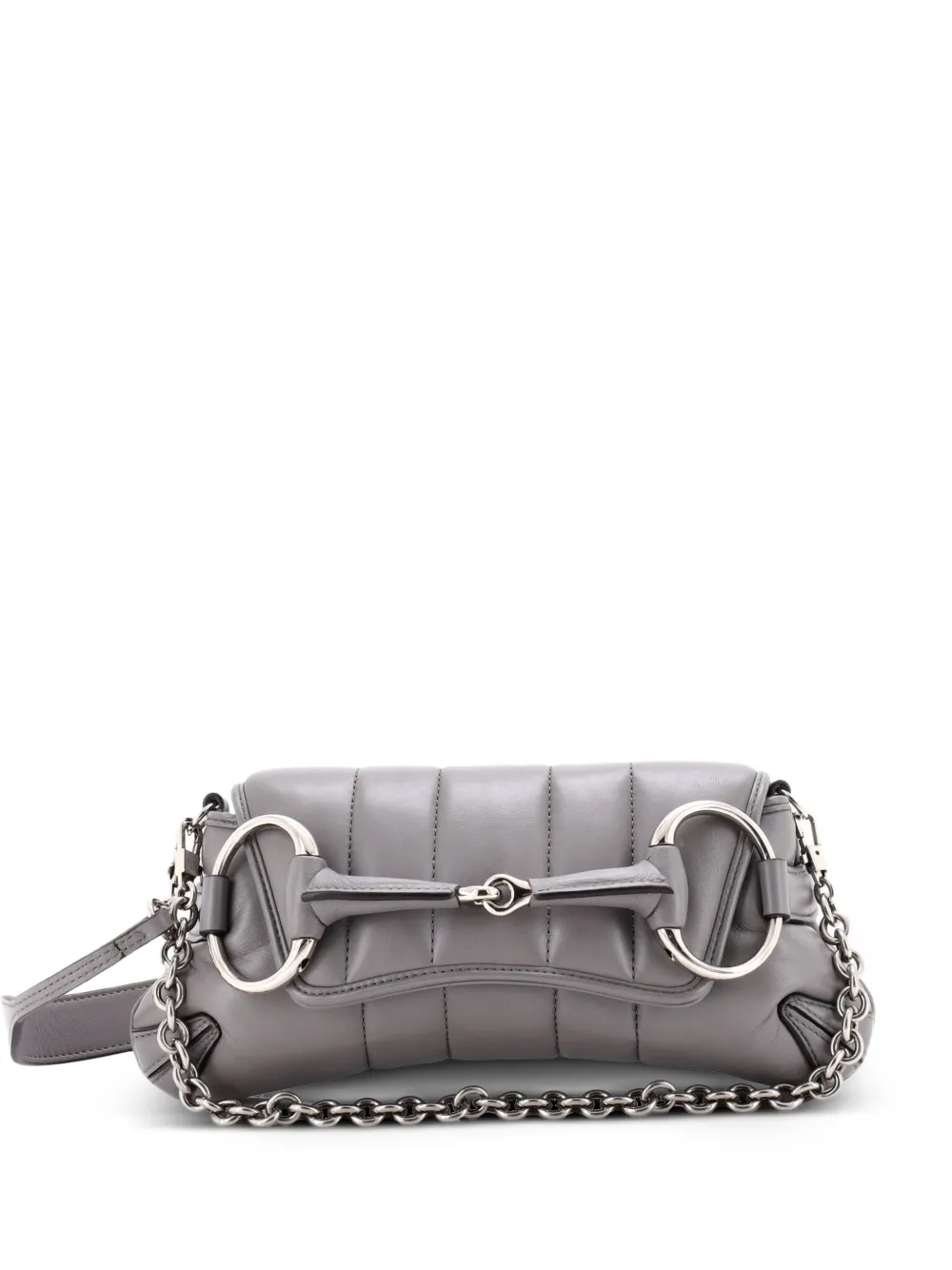 Gucci Pre-Owned Borsa a spalla Horsebit piccola in pelle trapuntata con catena - Grigio
