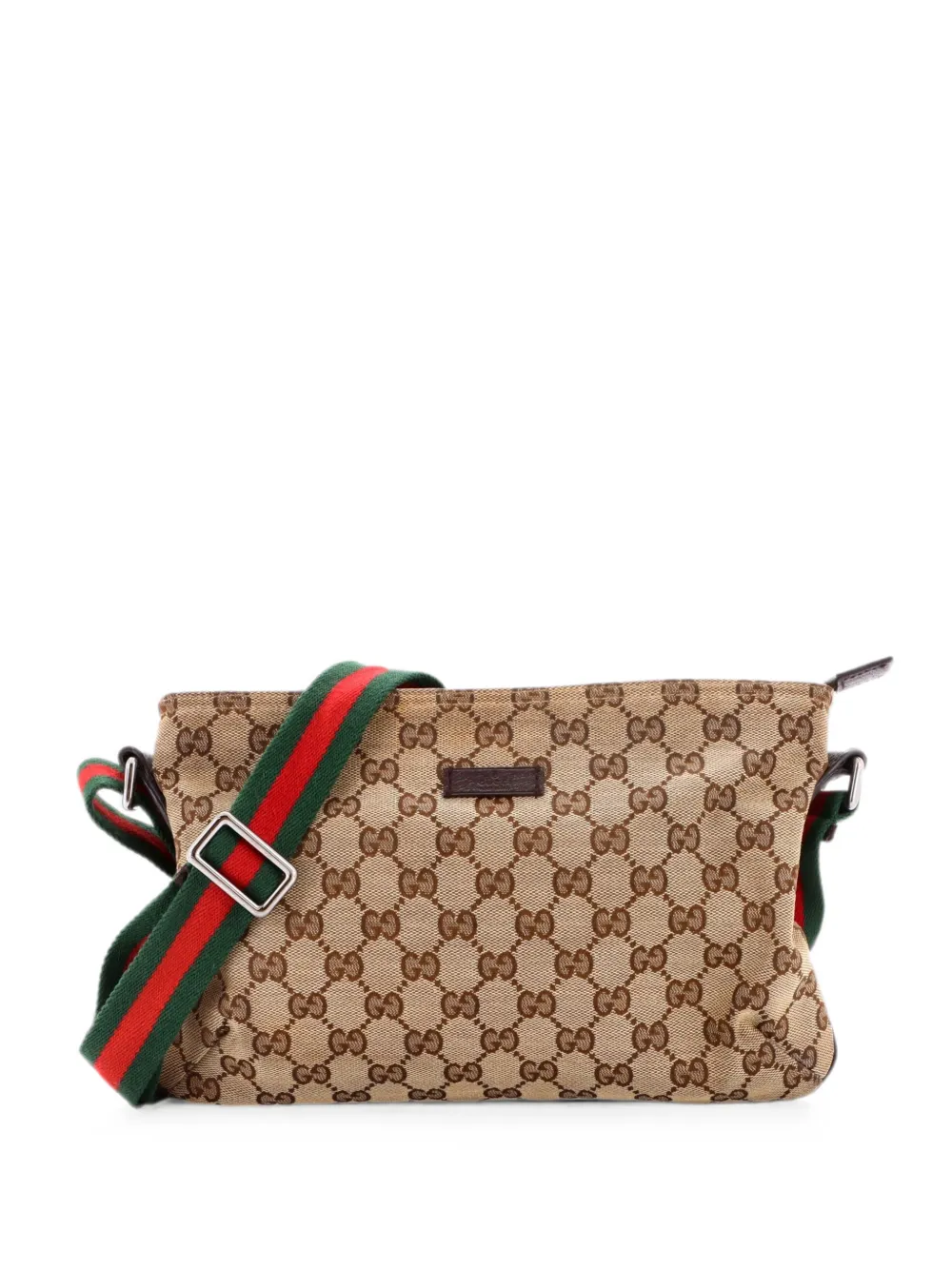 Gucci Pre-Owned Borsa a tracolla piccola in tela GG con decorazione Web - Marrone
