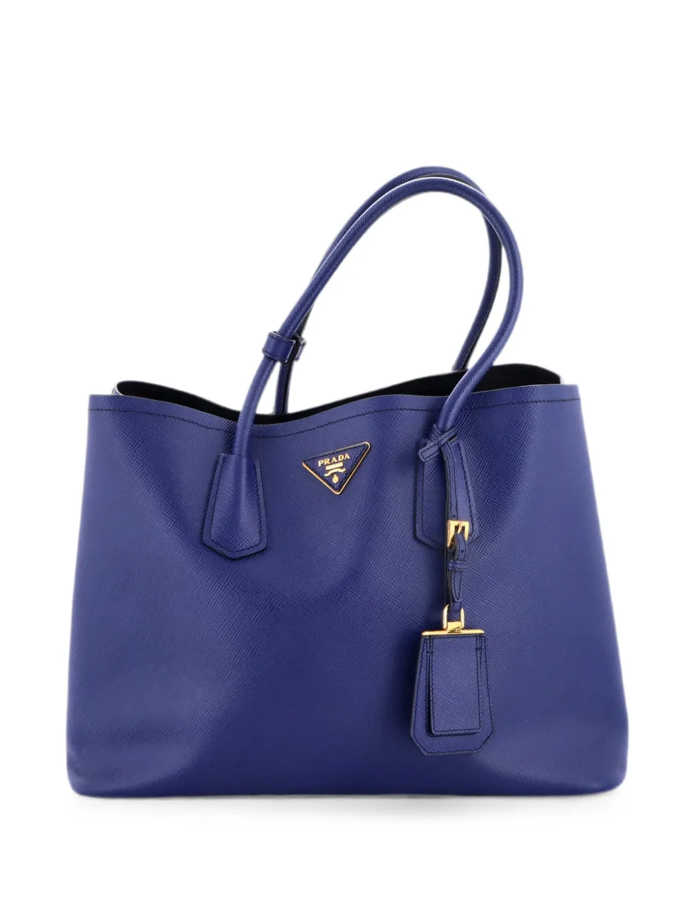 Prada Pre-Owned Borsa tote Cuir Double media in pelle Saffiano - Blu