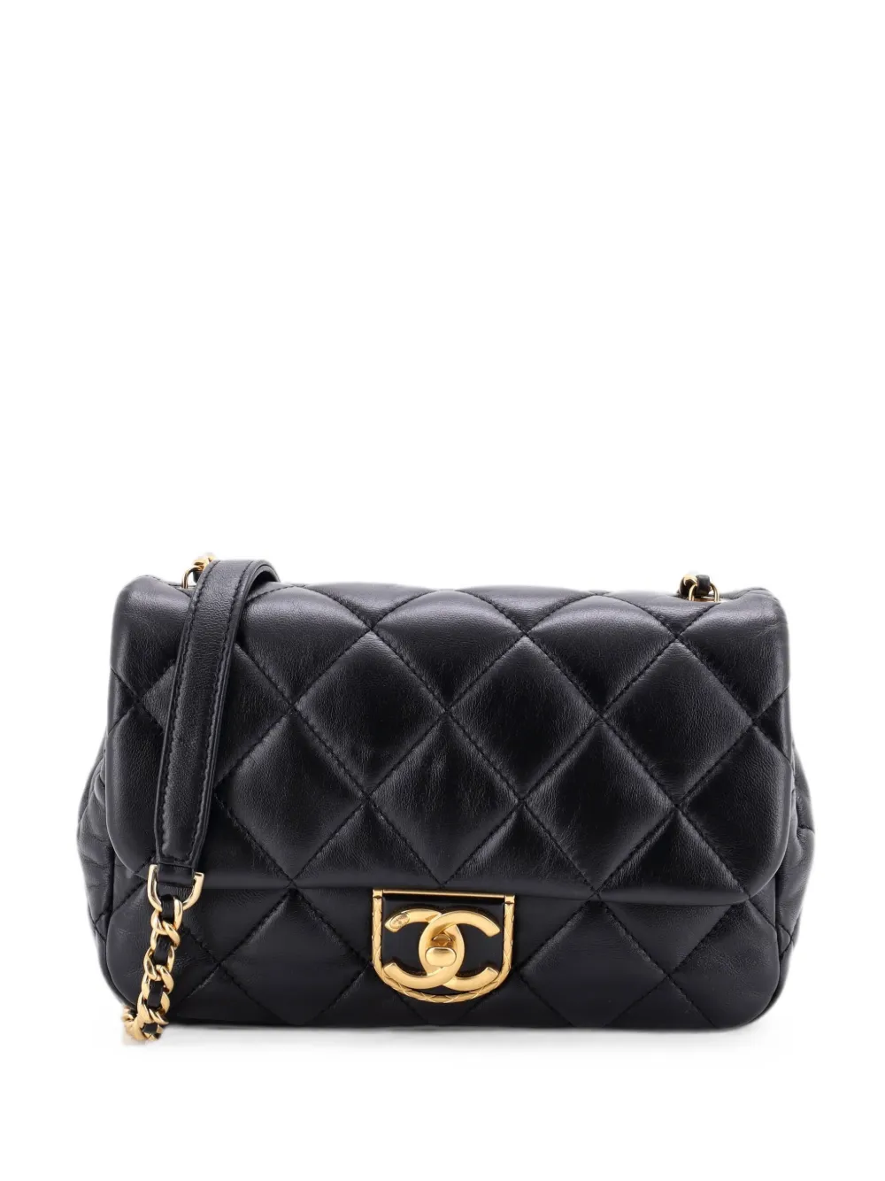 CHANEL Pre-Owned Borsa a tracolla CC piccola in pelle di agnello trapuntata - Nero