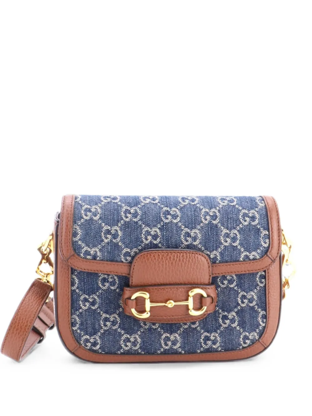 Gucci Pre-Owned Borsa a spalla Horsebit 1955 mini in denim GG - Blu