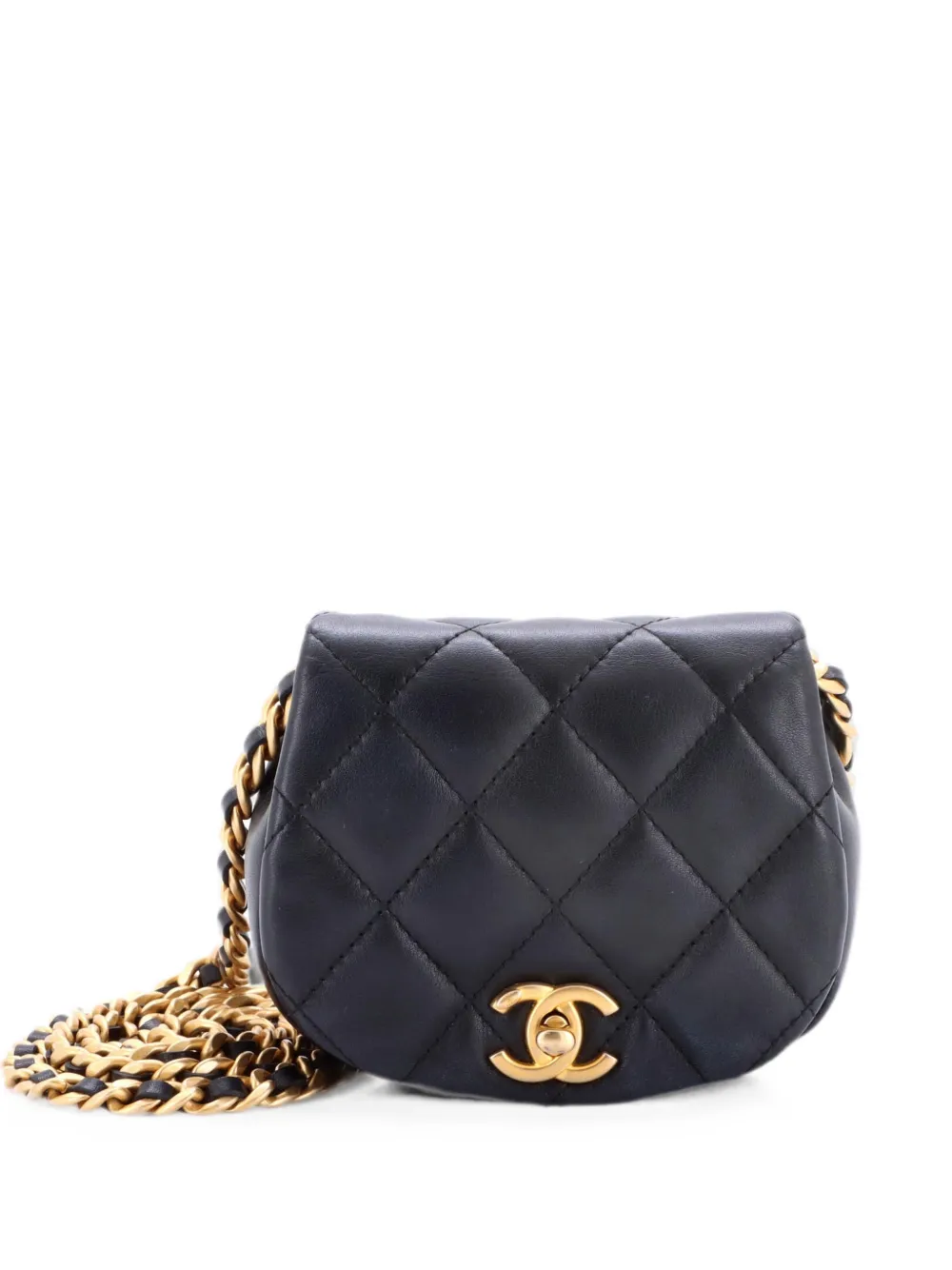 CHANEL Pre-Owned Clutch Coco Mail mini in pelle di vitello trapuntata con catena - Nero