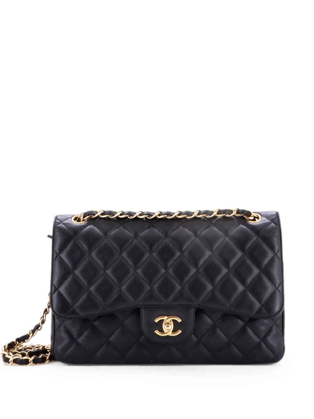 CHANEL Pre-Owned Borsa a spalla Jumbo Classic Double Flap in pelle Caviar trapuntata - Nero