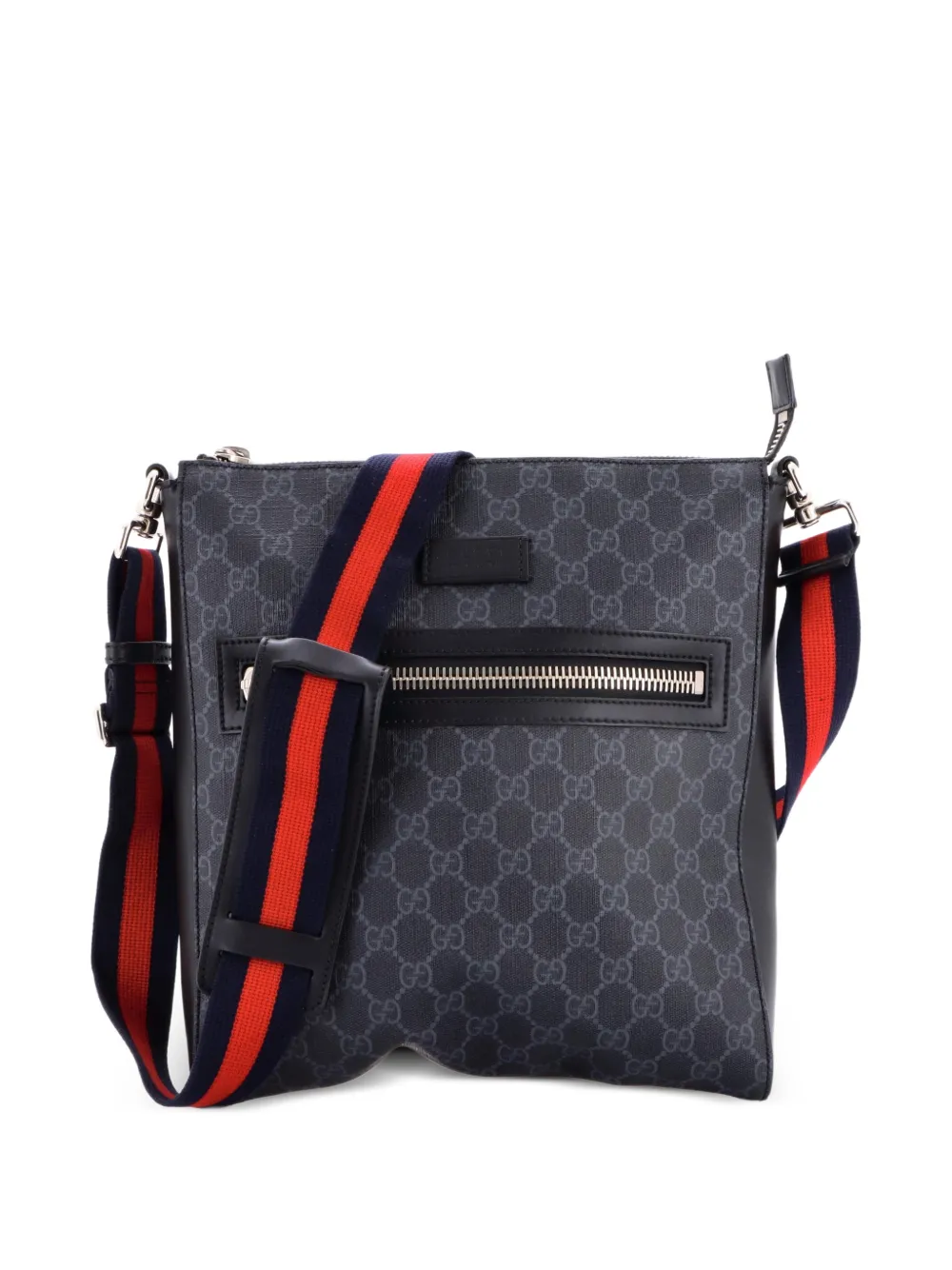 Gucci Pre-Owned Borsa a tracolla GG media in tela cerata con decorazione Web - Nero
