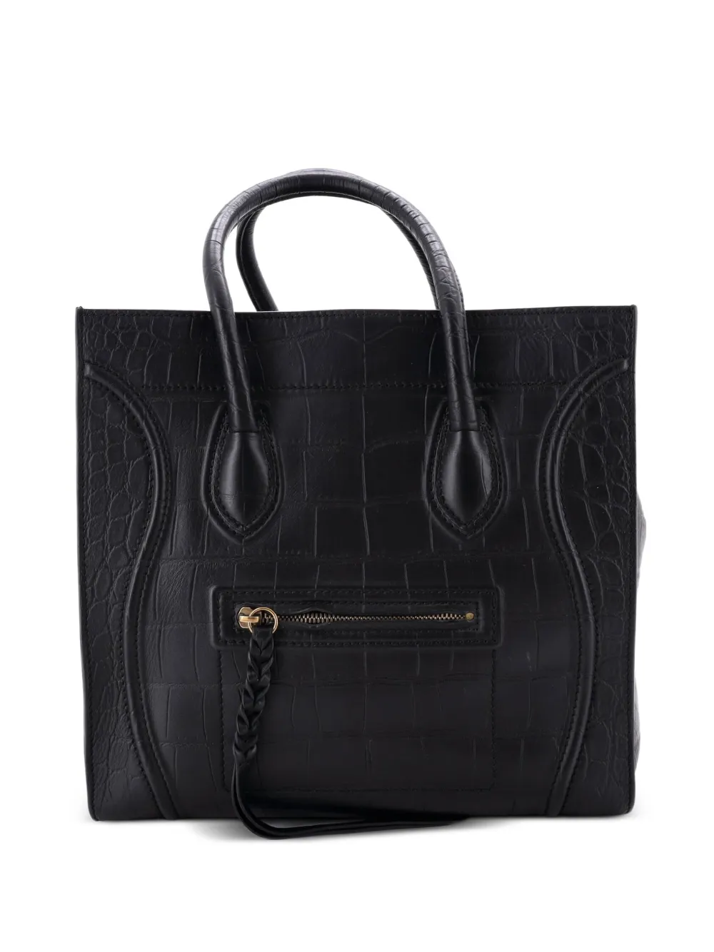 Celine Pre-Owned Phantom Bag Crocodile Embossed Leather Medium tote bag - Black
