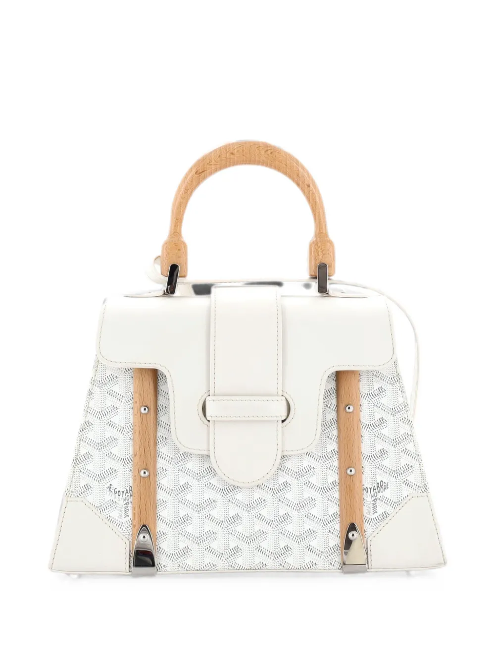 Goyard Pre-Owned Borsa a mano Saigon PM in tela cerata e pelle con manico - Bianco
