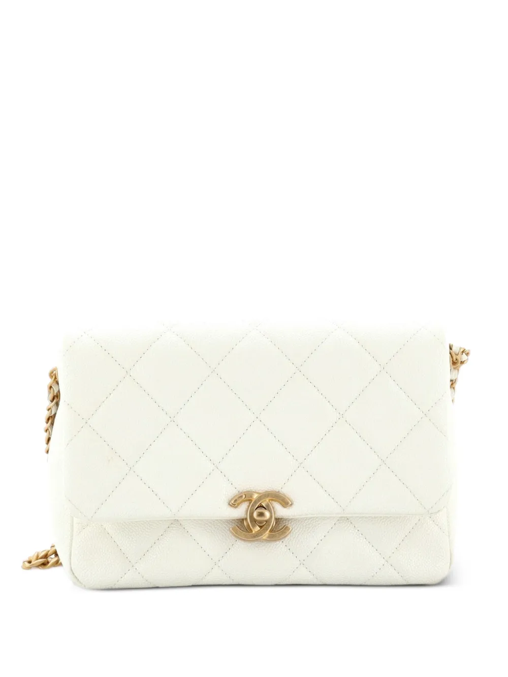 CHANEL Pre-Owned Chain Melody Flap Bag Quilted Caviar Small crossbody bag - Neutrals