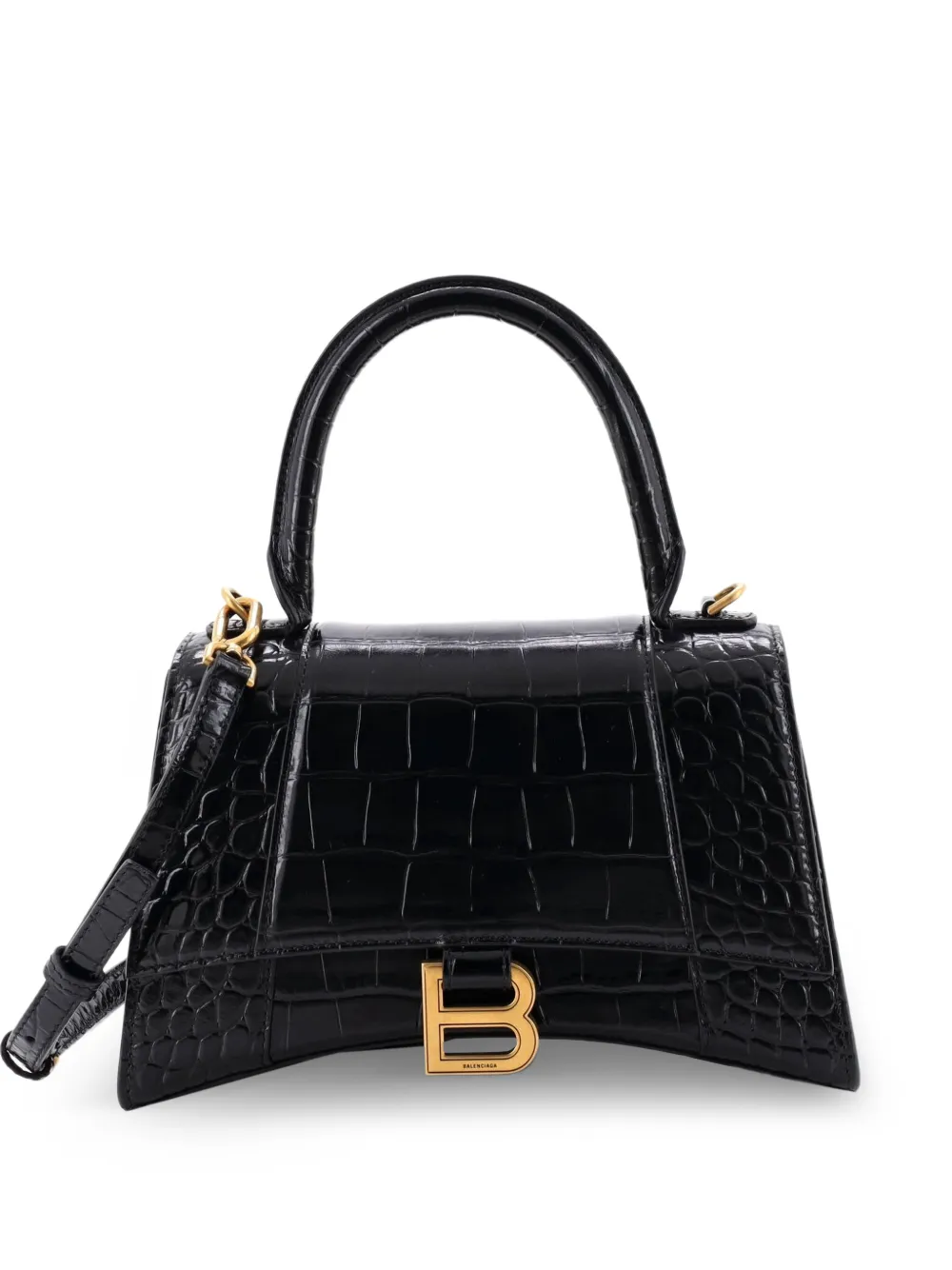 Balenciaga Pre-Owned Hourglass Top Handle Bag Crocodile Embossed Leather Small crossbody bag - Schwarz