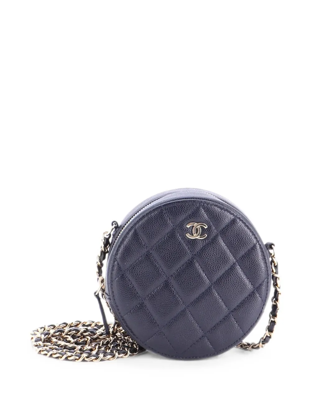 CHANEL Pre-Owned Borsa a tracolla mini in pelle Caviar trapuntata con catena - Blu
