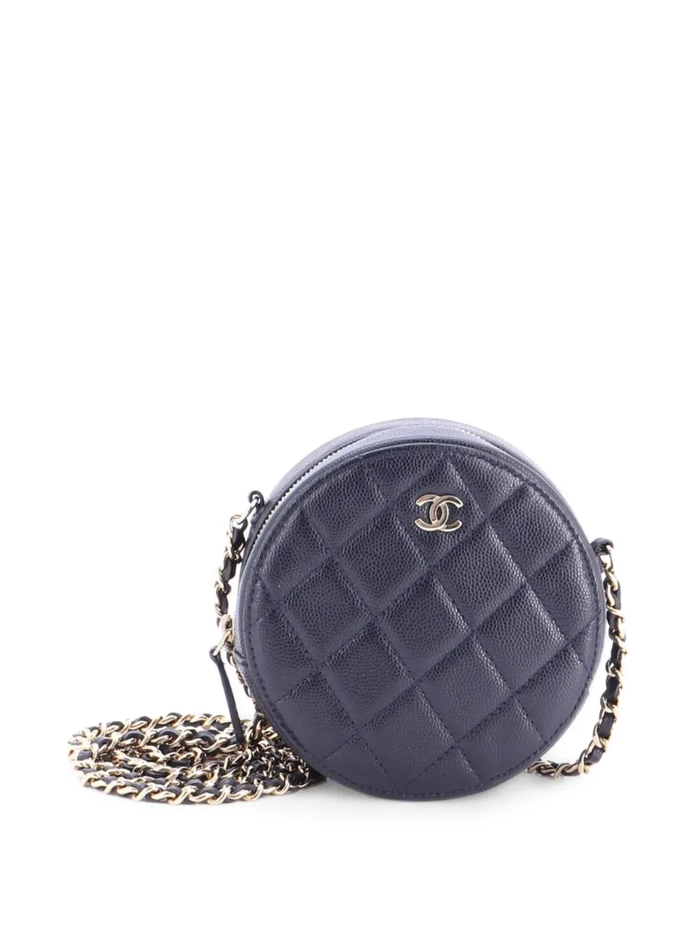 CHANEL Pre-Owned Round Clutch with Chain Quilted Caviar Mini crossbody bag - Blue