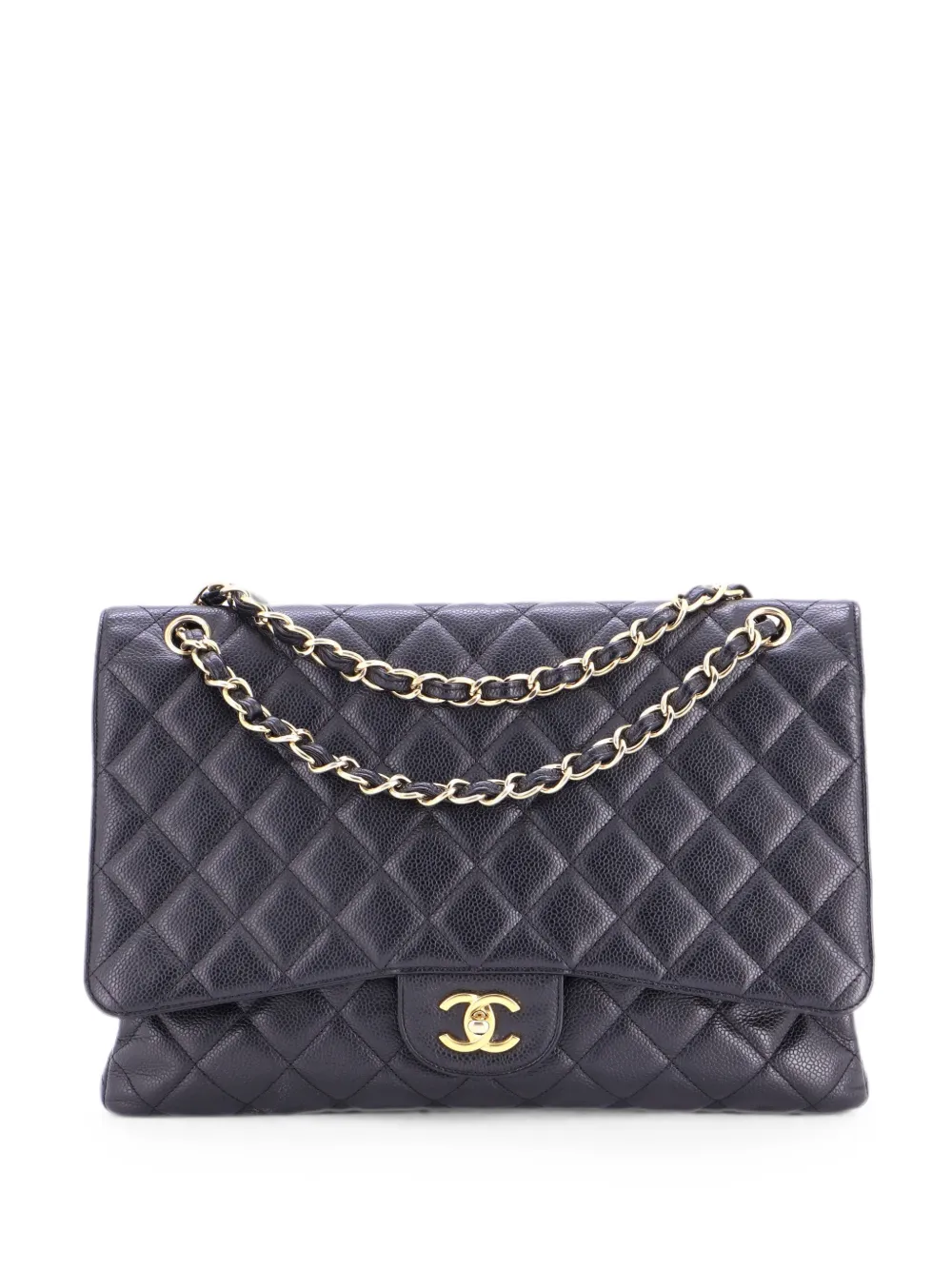 CHANEL Pre-Owned Borsa a spalla Classic Single Flap maxi in pelle Caviar trapuntata - Nero