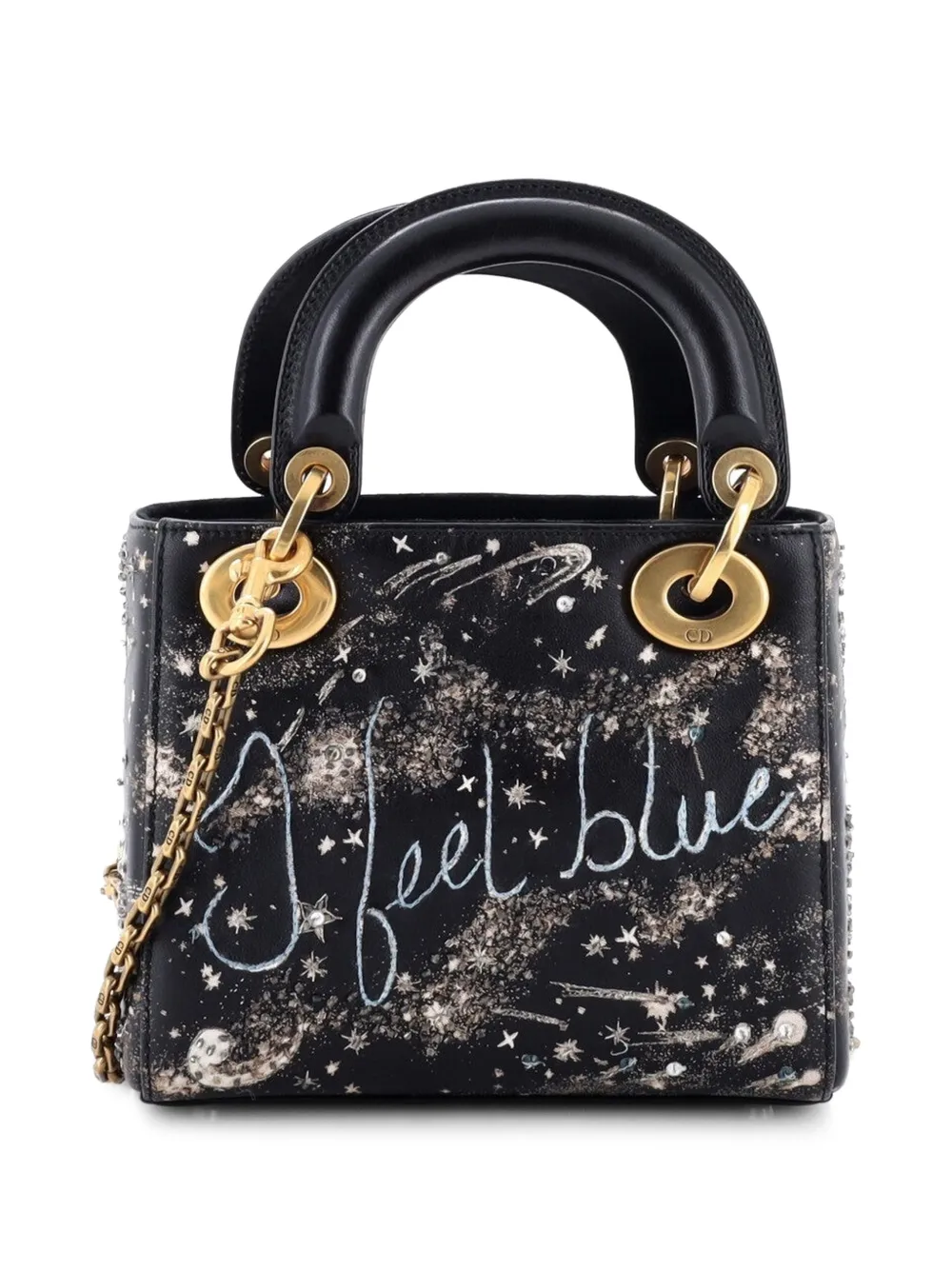 Christian Dior Pre-Owned Lady Dior Chain Bag Embroidered Calfskin Mini satchel - Schwarz