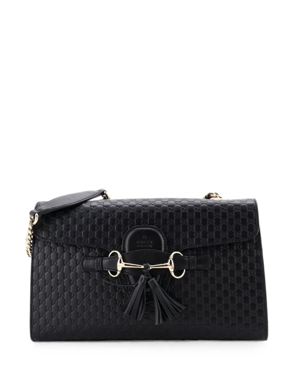 Gucci Pre-Owned Borsa a spalla Emily media in pelle Microguccissima con battente e catena - Nero