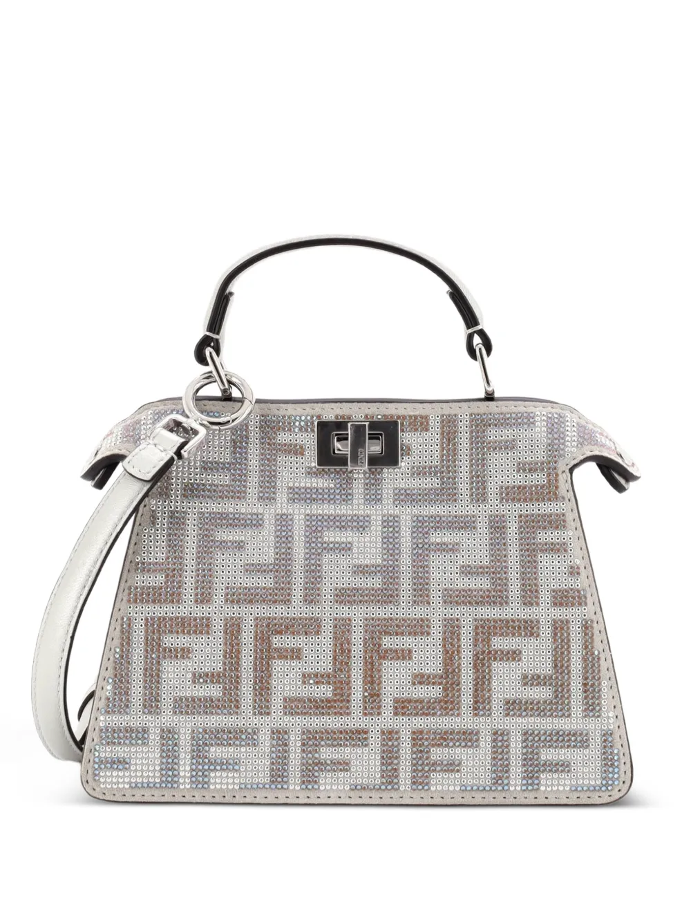Fendi Pre-Owned Peekaboo ISeeU Bag Zucca Petite Satchel-Tasche mit Kristallen - Metallic