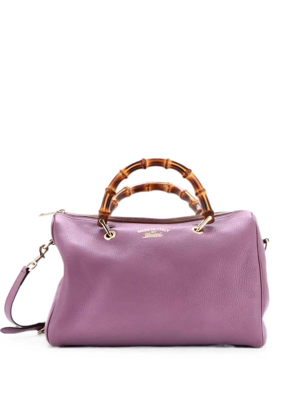 Gucci Pre-Owned Borsa a tracolla Boston media in pelle e bambù - Viola