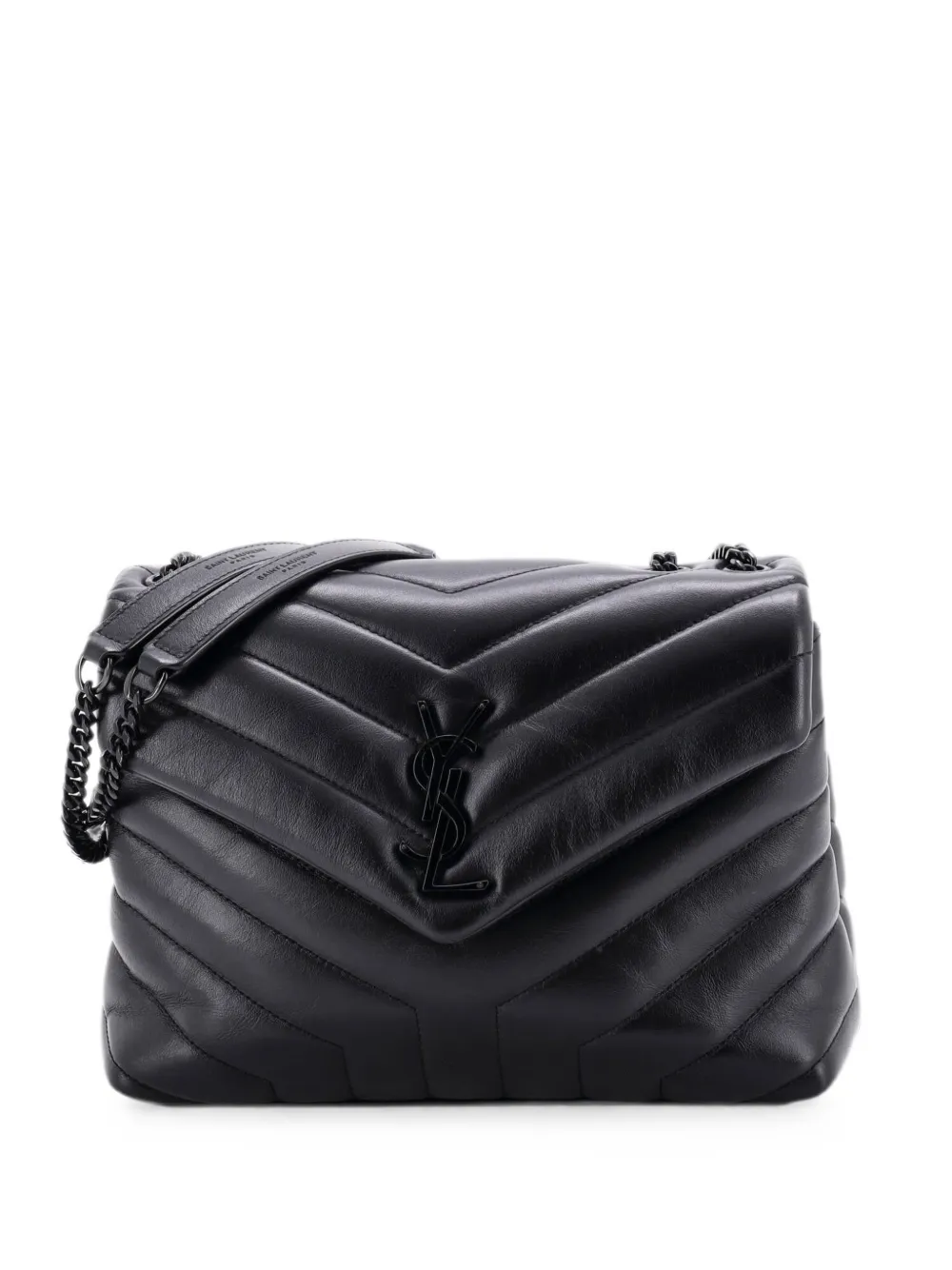 Saint Laurent Pre-Owned Borsa a spalla Loulou piccola in pelle matelassé con motivo chevron - Nero