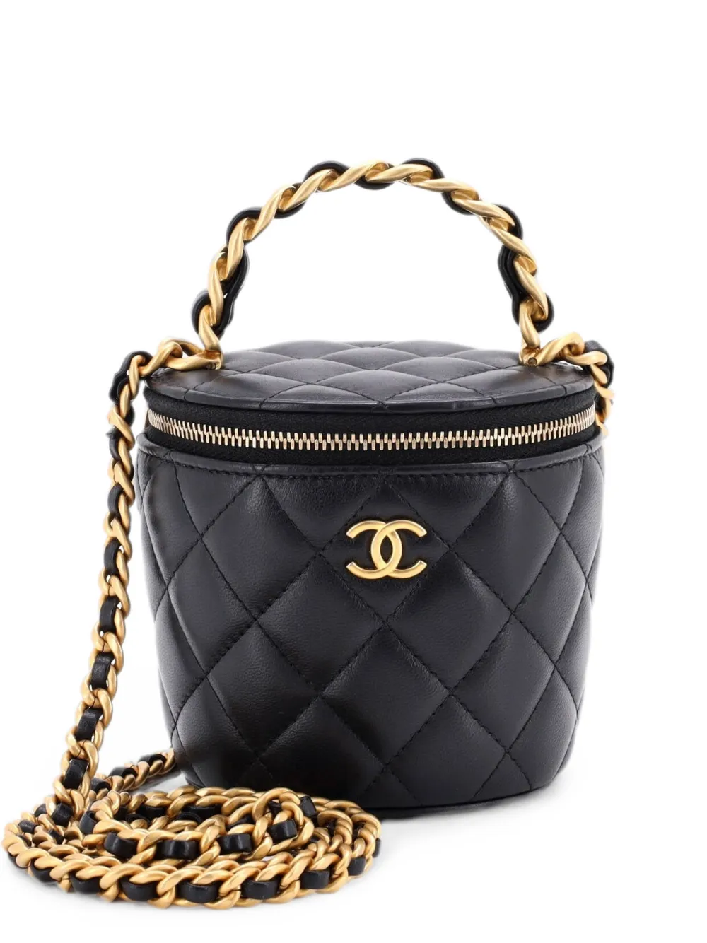 CHANEL Pre-Owned Borsa a secchiello Afternoon Tea Vanity mini in pelle di agnello - Nero