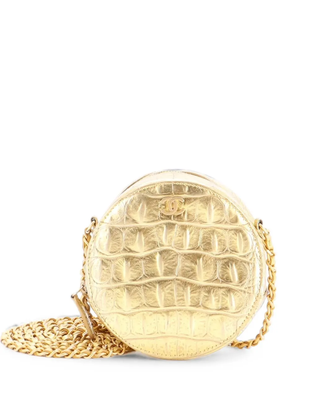 CHANEL Pre-Owned Clutch in pelle di vitello goffrata con catena - Oro