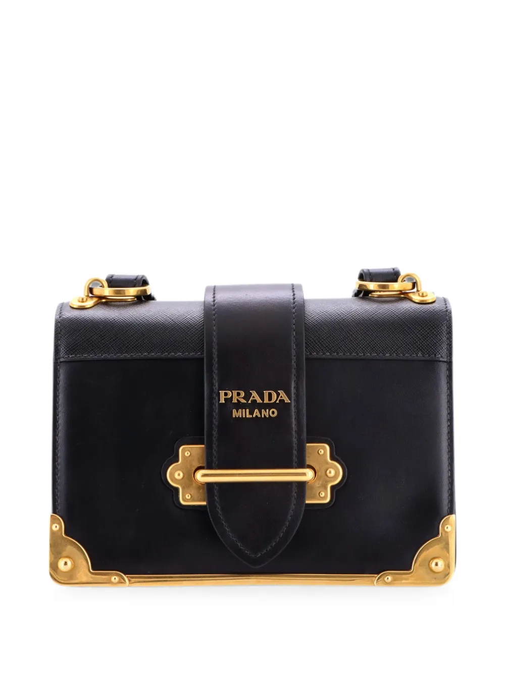 Prada Pre-Owned Borsa a tracolla Cahier piccola in pelle e pelle Saffiano - Nero