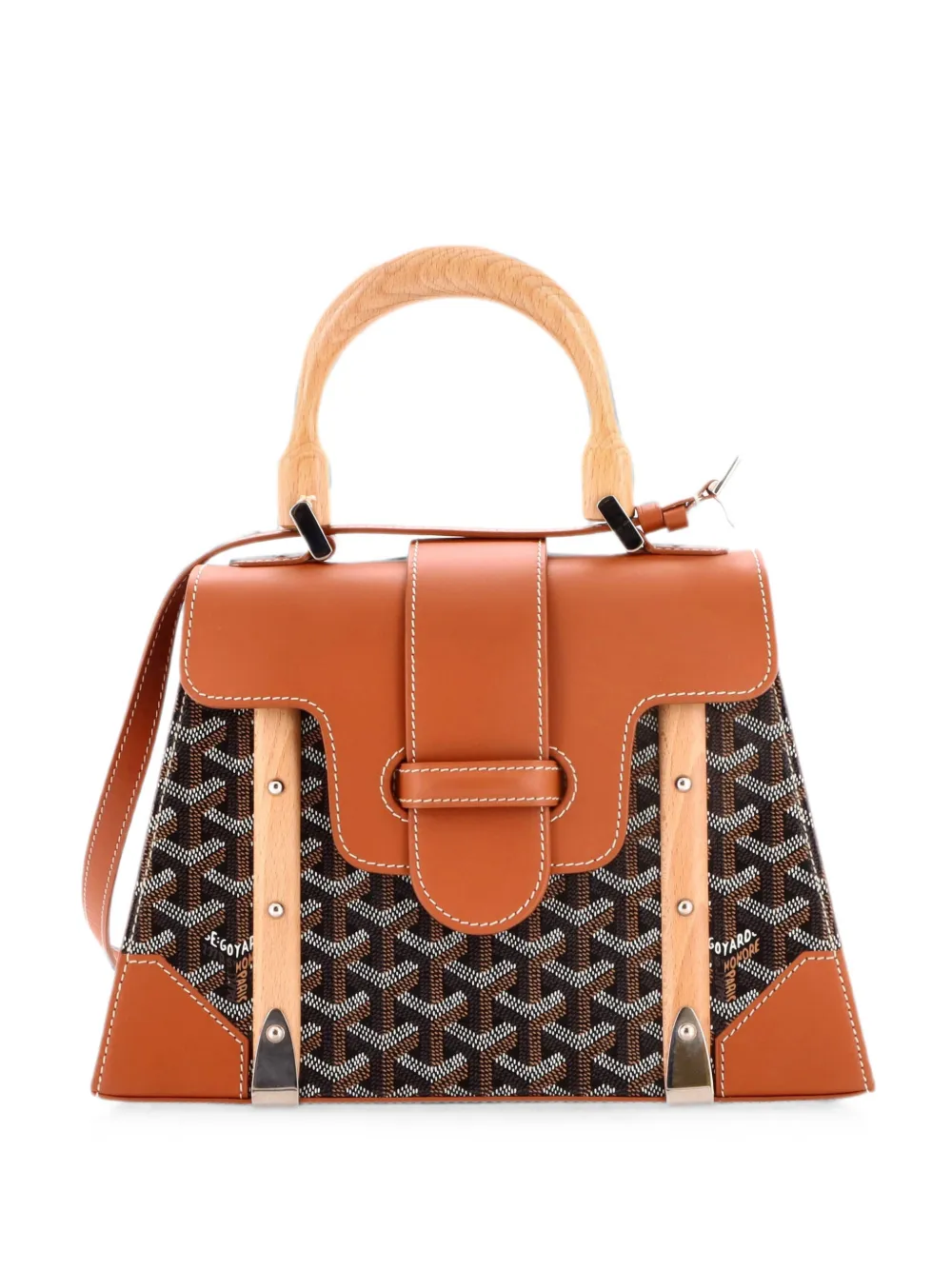 Goyard Pre-Owned Borsa a mano Saigon PM in tela cerata e pelle con manico - Marrone