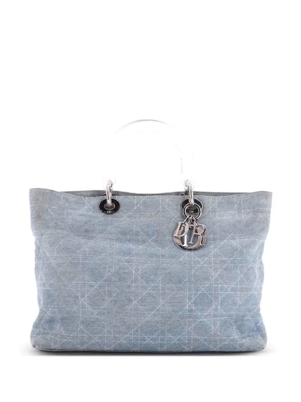 Christian Dior Pre-Owned Vintage Lady Dior Bag Cannage Quilt Denim Large satchel - Blue